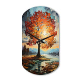 Orange Teal Maple Tree Majestic Maple - Asymmetric Metal Wall Clock