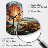 Orange Teal Maple Tree Majestic Maple - Asymmetric Metal Wall Clock