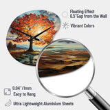 Orange Teal Maple Tree Majestic Maple - Asymmetric Metal Wall Clock