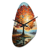 Orange Teal Maple Tree Majestic Maple - Asymmetric Metal Wall Clock