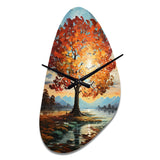 Orange Teal Maple Tree Majestic Maple - Asymmetric Metal Wall Clock