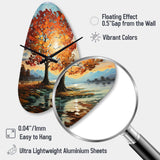 Orange Teal Maple Tree Majestic Maple - Asymmetric Metal Wall Clock