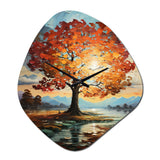 Orange Teal Maple Tree Majestic Maple - Asymmetric Metal Wall Clock