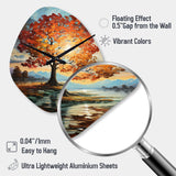 Orange Teal Maple Tree Majestic Maple - Asymmetric Metal Wall Clock