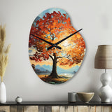 Orange Teal Maple Tree Majestic Maple - Asymmetric Metal Wall Clock