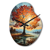 Orange Teal Maple Tree Majestic Maple - Asymmetric Metal Wall Clock
