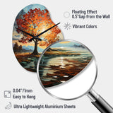 Orange Teal Maple Tree Majestic Maple - Asymmetric Metal Wall Clock