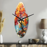 Orange Yellow Maple Tree Maple Melody - Asymmetric Metal Wall Clock