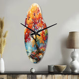 Orange Yellow Maple Tree Maple Melody - Asymmetric Metal Wall Clock