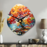 Orange Yellow Maple Tree Maple Melody - Asymmetric Metal Wall Clock