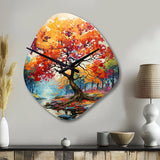 Orange Yellow Maple Tree Maple Melody - Asymmetric Metal Wall Clock