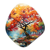 Orange Yellow Maple Tree Maple Melody - Asymmetric Metal Wall Clock