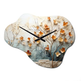 Peach Grey Maple Tree Whispering Maple I - Asymmetric Metal Wall Clock