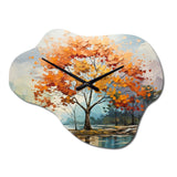Orange Maple Trees Majestic I - Asymmetric Metal Wall Clock