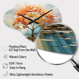 Orange Maple Trees Majestic I - Asymmetric Metal Wall Clock