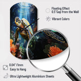 Green Blue Marine Animals Turtle Encounter VII - Asymmetric Metal Wall Clock