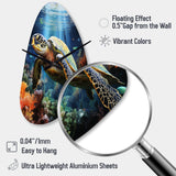 Green Blue Marine Animals Turtle Encounter VII - Asymmetric Metal Wall Clock