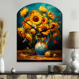 Masterpiece Sunflowers By Van Gogh IV - Asymmetric Metal Wall Clock