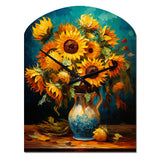 Masterpiece Sunflowers By Van Gogh IV - Asymmetric Metal Wall Clock
