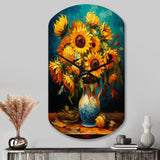 Masterpiece Sunflowers By Van Gogh IV - Asymmetric Metal Wall Clock