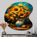 Masterpiece Sunflowers By Van Gogh IV - Asymmetric Metal Wall Clock