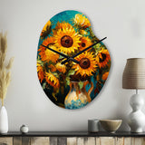 Masterpiece Sunflowers By Van Gogh IV - Asymmetric Metal Wall Clock