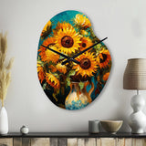 Masterpiece Sunflowers By Van Gogh IV - Asymmetric Metal Wall Clock