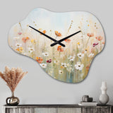 Meadow Contemporary Wildflowers - Asymmetric Metal Wall Clock