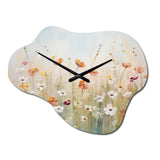 Meadow Contemporary Wildflowers - Asymmetric Metal Wall Clock