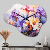 Meadow Iris Whispers I - Asymmetric Metal Wall Clock