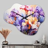 Meadow Iris Whispers I - Asymmetric Metal Wall Clock