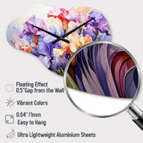 Meadow Iris Whispers I - Asymmetric Metal Wall Clock