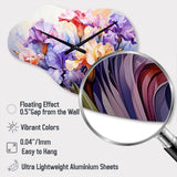 Meadow Iris Whispers I - Asymmetric Metal Wall Clock
