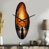 Orange Black Meditation Inner Journey Pointillism - Asymmetric Metal Wall Clock
