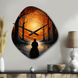 Orange Black Meditation Inner Journey Pointillism - Asymmetric Metal Wall Clock