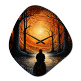 Orange Black Meditation Inner Journey Pointillism - Asymmetric Metal Wall Clock