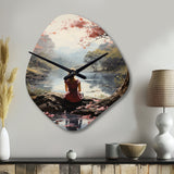 Pink Brown Meditation Serenity In Nature - Asymmetric Metal Wall Clock