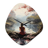 Pink Brown Meditation Serenity In Nature - Asymmetric Metal Wall Clock