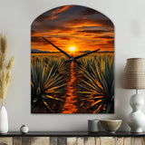Orange Green Mexican Art Tequila Sunrise - Asymmetric Metal Wall Clock
