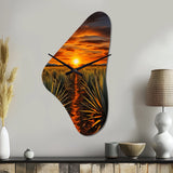 Orange Green Mexican Art Tequila Sunrise - Asymmetric Metal Wall Clock