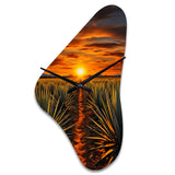 Orange Green Mexican Art Tequila Sunrise - Asymmetric Metal Wall Clock