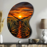 Orange Green Mexican Art Tequila Sunrise - Asymmetric Metal Wall Clock