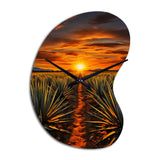 Orange Green Mexican Art Tequila Sunrise - Asymmetric Metal Wall Clock