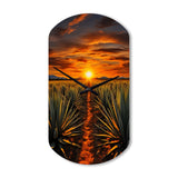 Orange Green Mexican Art Tequila Sunrise - Asymmetric Metal Wall Clock