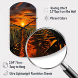 Orange Green Mexican Art Tequila Sunrise - Asymmetric Metal Wall Clock