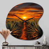 Orange Green Mexican Art Tequila Sunrise - Asymmetric Metal Wall Clock