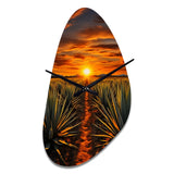 Orange Green Mexican Art Tequila Sunrise - Asymmetric Metal Wall Clock
