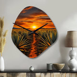 Orange Green Mexican Art Tequila Sunrise - Asymmetric Metal Wall Clock
