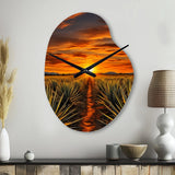 Orange Green Mexican Art Tequila Sunrise - Asymmetric Metal Wall Clock