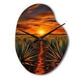 Orange Green Mexican Art Tequila Sunrise - Asymmetric Metal Wall Clock